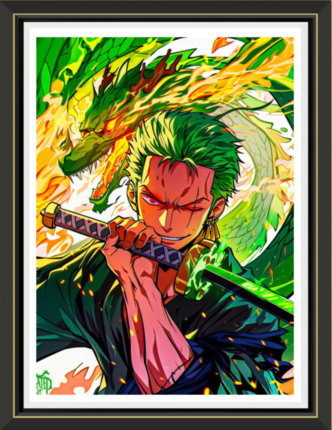 (Pre-Order)One Piece-Roronoa Zoro- Handmade Multilayer 3D paper carving Wall Art