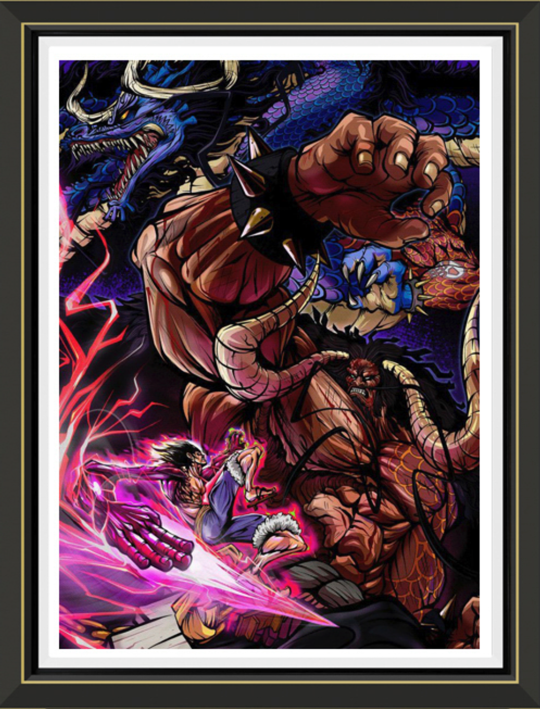 (Pre-Order)One Piece-Kaidou vs Luffy- Handmade Multilayer 3D paper carving Wall Art