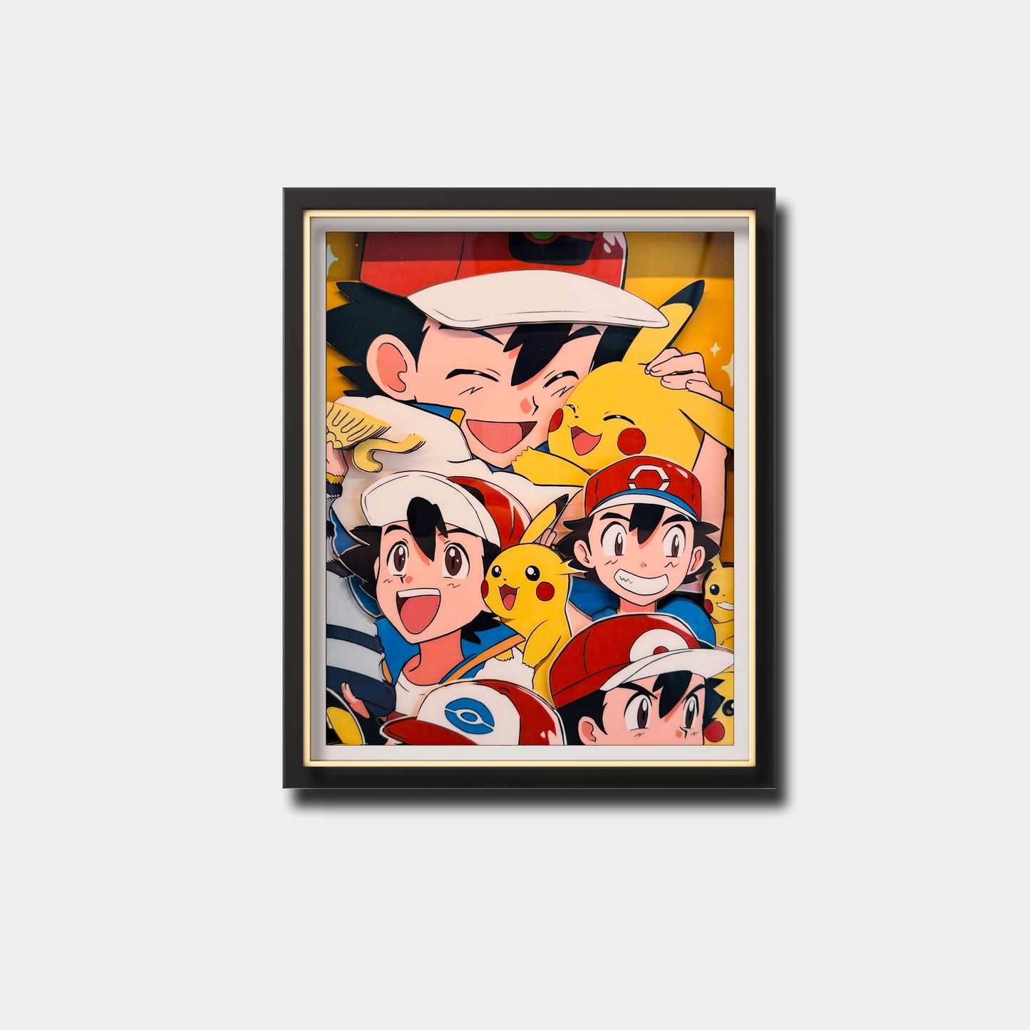 (In-Stock)Pokemon-Ash Ketchum- Handmade Multilayer 3D paper carving Wall Art