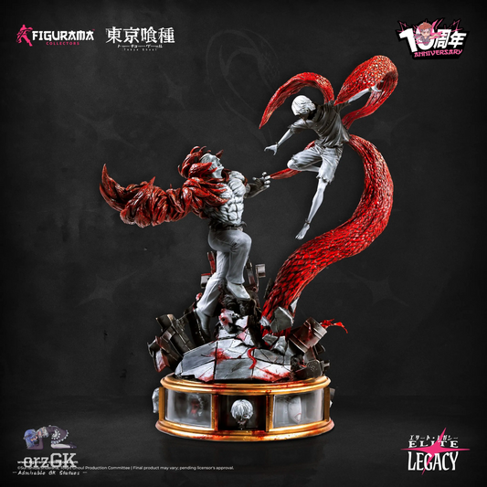 [Warehouse in Stock] Figurama Collectors - Statue - Tokyo Ghoul : Kaneki VS Yamori Elite Fandom Statue (Licensed) Black and White Edition