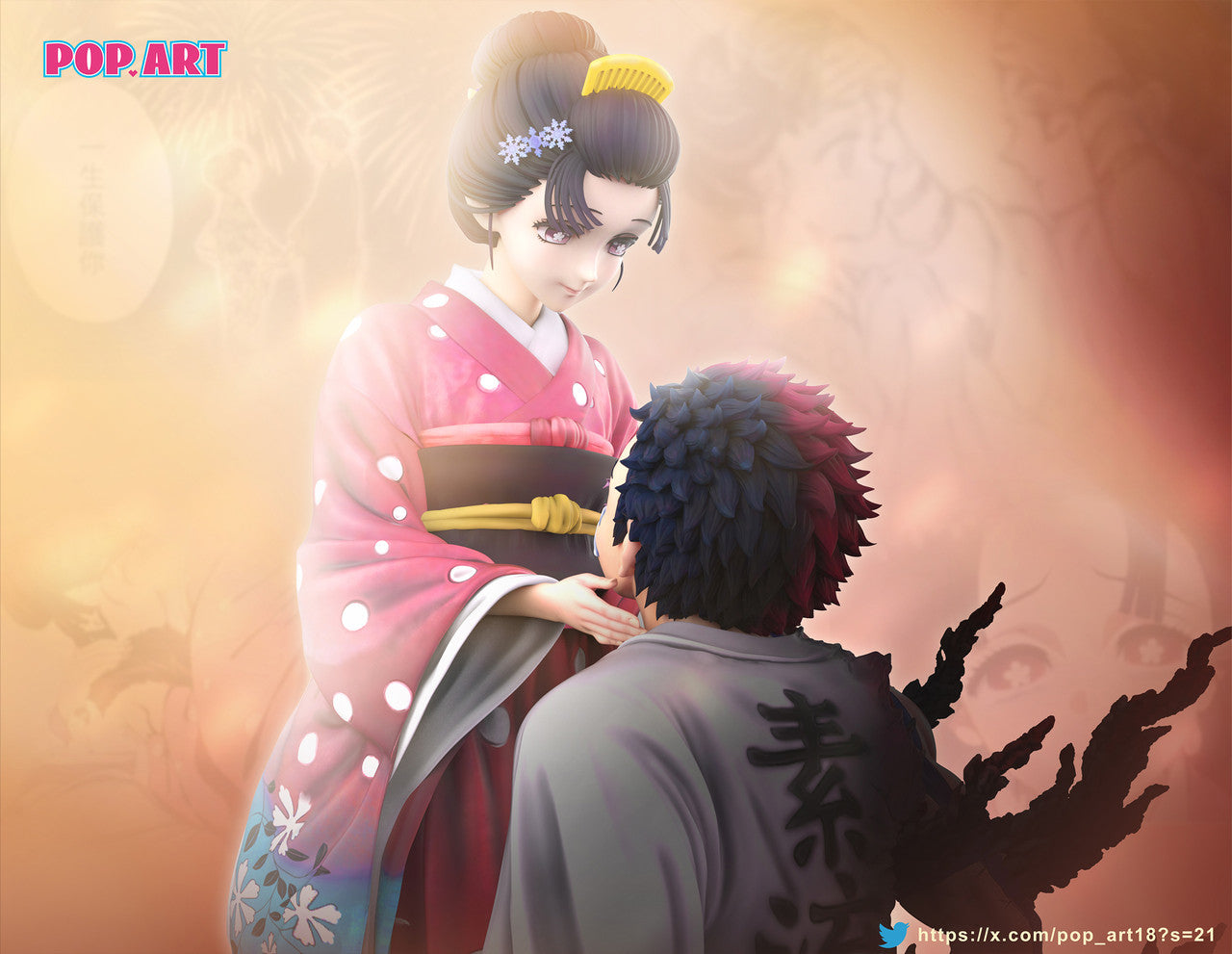 [Warehouse in Stock] POP.ART Studio - Statue - Demon Slayer: Kimetsu no Yaiba - Akaza & Koyuki