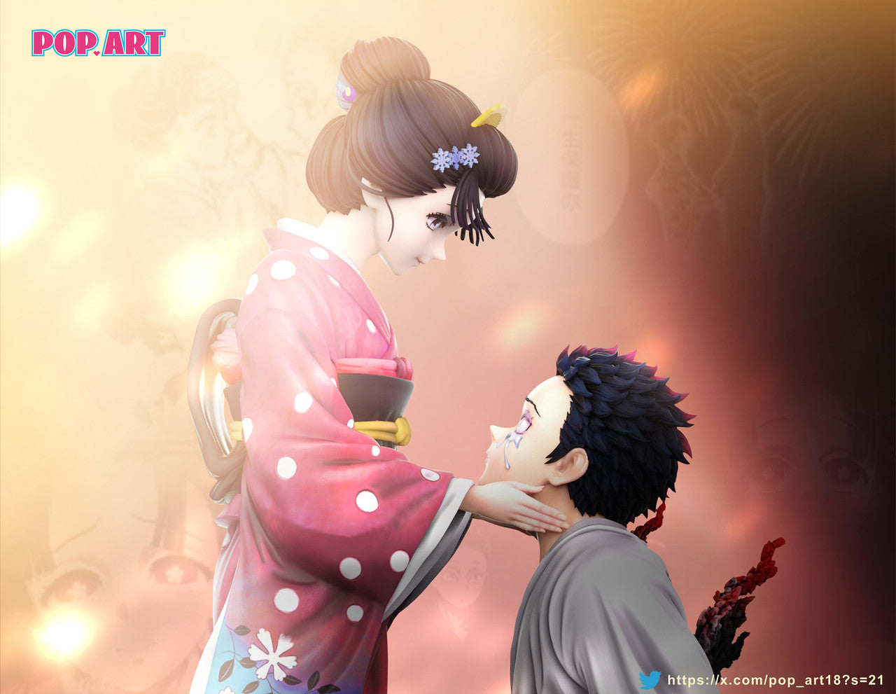 [Warehouse in Stock] POP.ART Studio - Statue - Demon Slayer: Kimetsu no Yaiba - Akaza & Koyuki