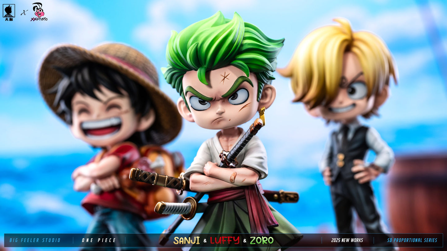 [Pre-Order] Big Feeler Studio & XOX Studio - Statue - One Piece - Q version The Three Strongest Luffy & Zoro & Sanji