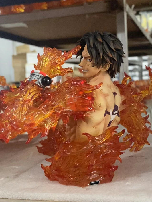 [Warehouse in Stock] Monkey D. Studio - Statue - One Piece Ace Bust with LED