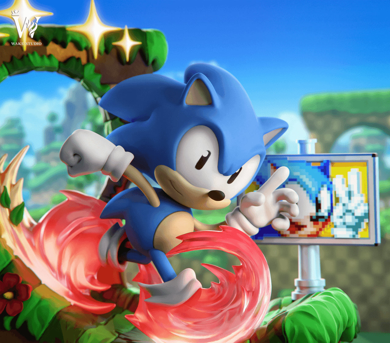 [Warehouse in Stock] Wake Studio - Statue - Super Sonic - Speed Sonic