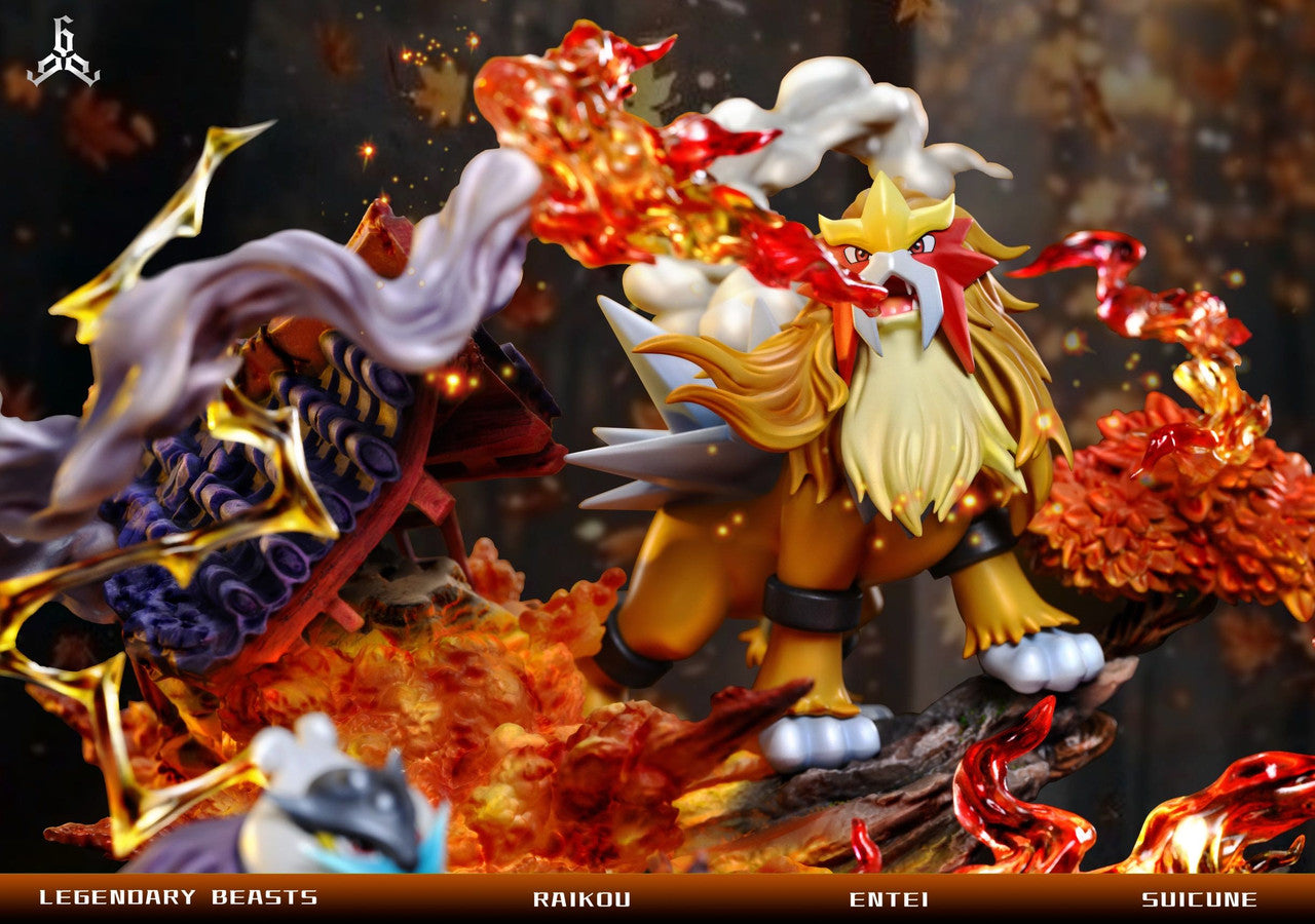 [Warehouse in Stock] 666 Studio - Statue - Pokémon Legendary Pokémon Entei & Raikou & Suicune with LED Emerald color