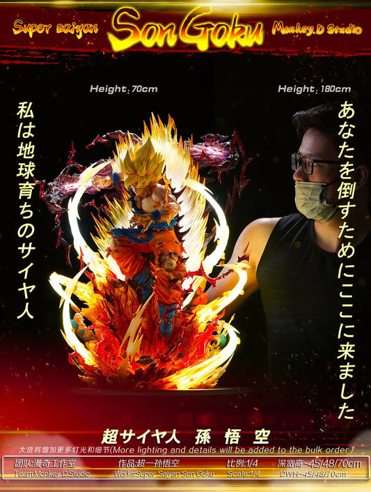 [Warehouse in Stock] Monkey D. Studio - Statue - Dragon Ball Series Super Saiyan Son Goku (Solid Color)