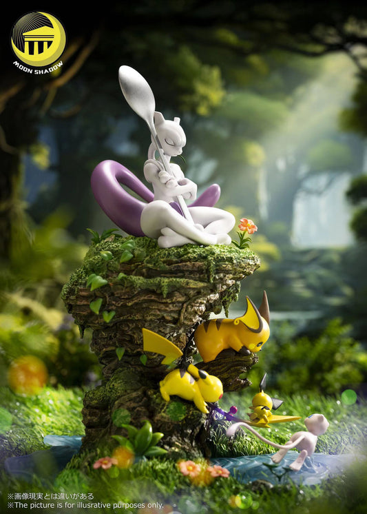 [Warehouse in Stock] Moon Shadow Studio - Statue - Pokémon - Natural Series-Mew & Mewtwo & Pikachu Family