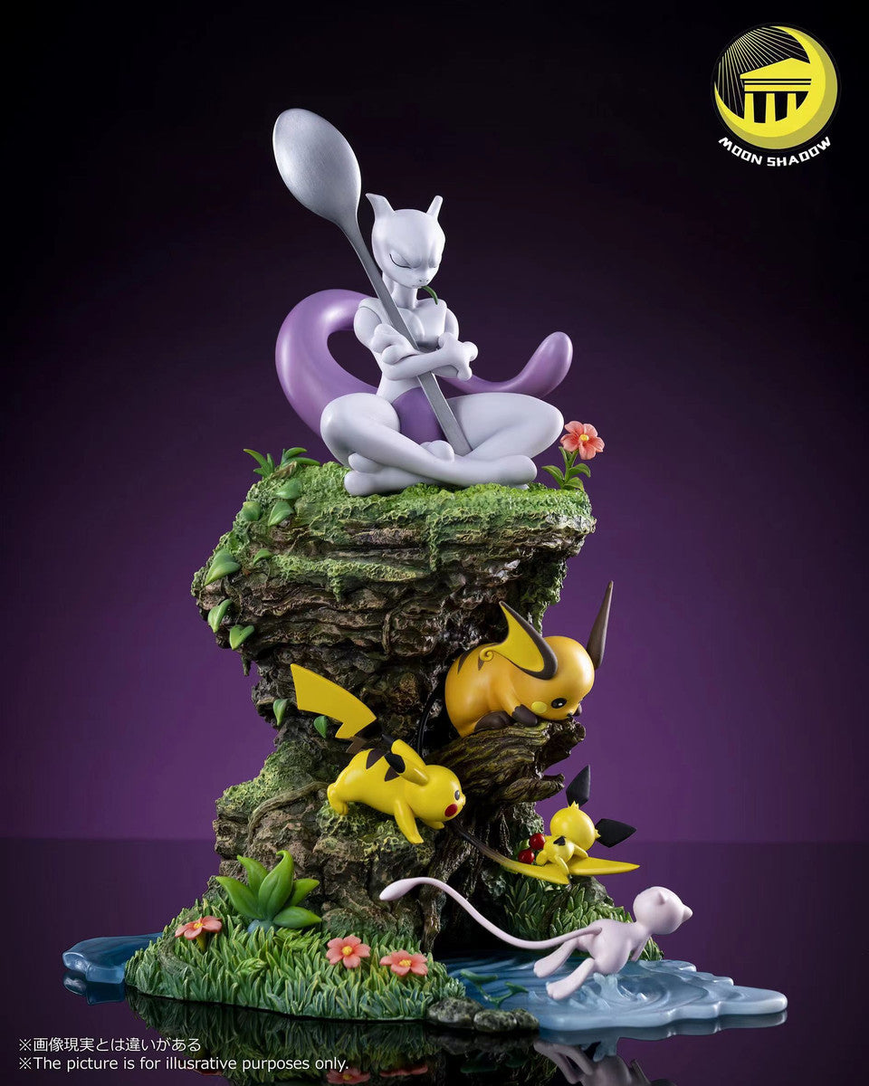 [Warehouse in Stock] Moon Shadow Studio - Statue - Pokémon - Natural Series-Mew & Mewtwo & Pikachu Family