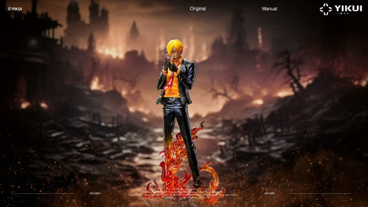[Warehouse in stock] LX Studio - Statue - One Piece - Sanji Black clothes Gold bonus with LED