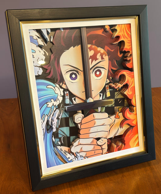 (In-Stock)Demon Slayer-Tanjirou Kamado2-Handmade Multilayer 3D paper carving Wall Art