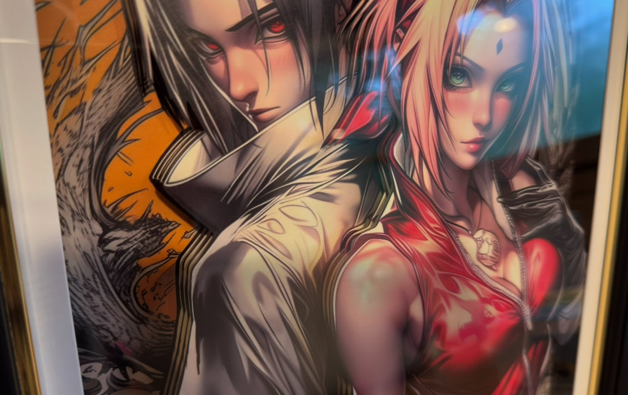(In-Stock)Naruto- Sasuke and Sakura -Handmade Multilayer 3D paper carving Wall Art