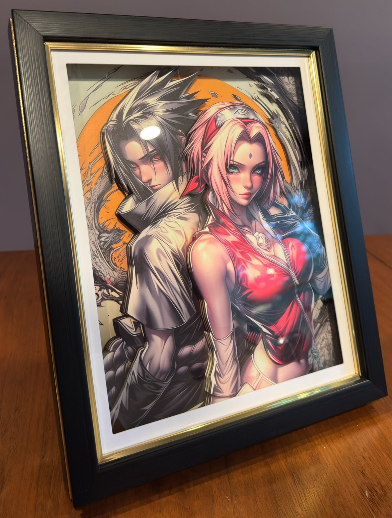 (In-Stock)Naruto- Sasuke and Sakura -Handmade Multilayer 3D paper carving Wall Art