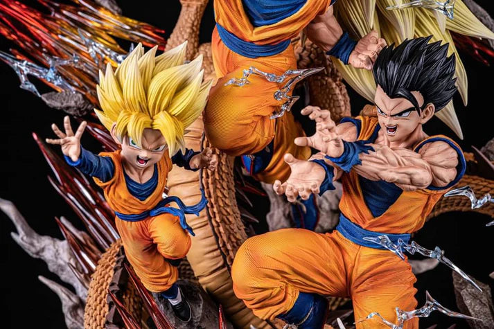 [US in stock] Hero Belief Studio - Statue - Dragon Ball - Saiyan Collection Super Saiyan3 Goku & Gohan & Goten