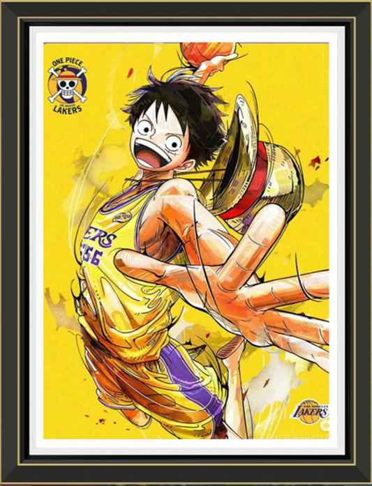 (Pre-Order)ONE PIECE-LA Lakers Luffy- Handmade Multilayer 3D paper carving Wall Art