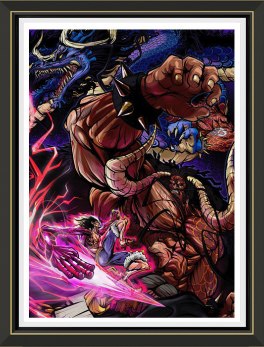 (Pre-Order)One Piece-Kaidou vs Luffy- Handmade Multilayer 3D paper carving Wall Art