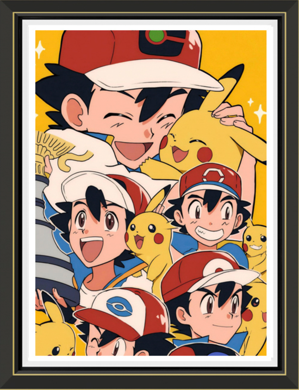(In-Stock)Pokemon-Ash Ketchum- Handmade Multilayer 3D paper carving Wall Art