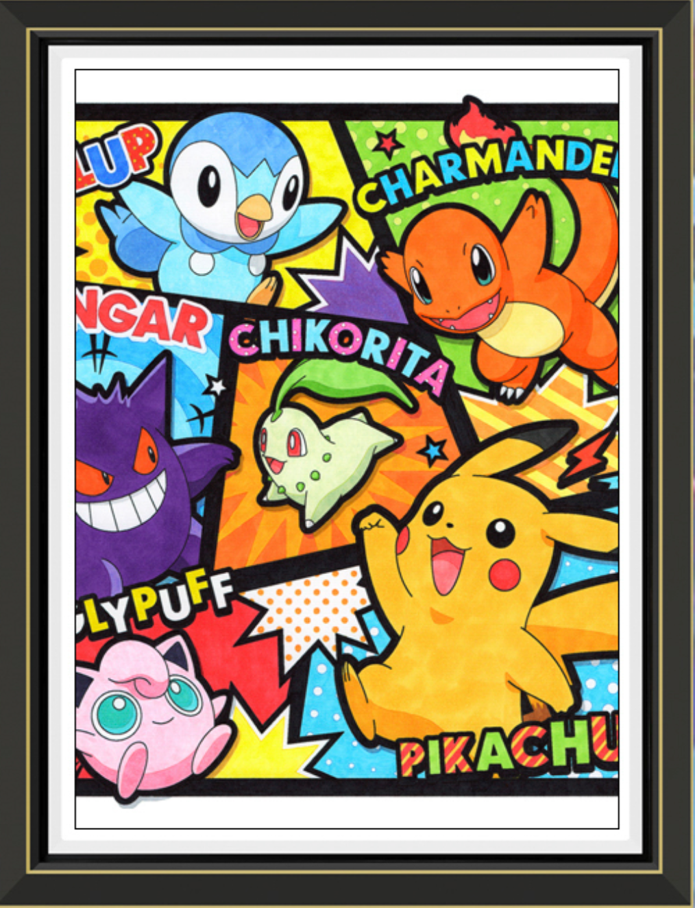 (Pre-Order)Pokemon-Team- Handmade Multilayer 3D paper carving Wall Art-charmande,pikachu,gangar,lypuff