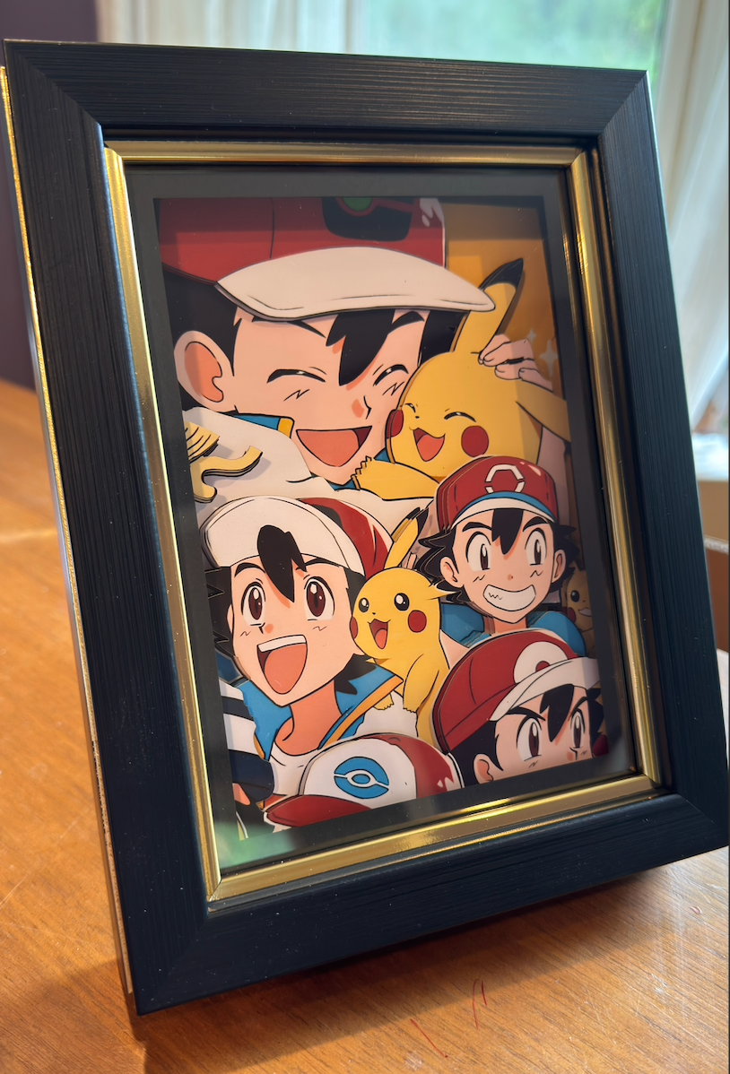 (In-Stock)Pokemon-Ash Ketchum- Handmade Multilayer 3D paper carving Wall Art