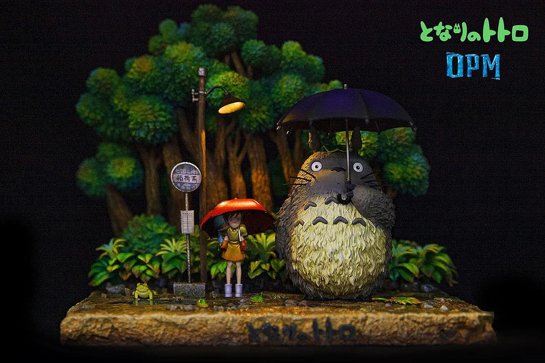 [Warehouse in Stock] Bundle 2-in-1 Ver. - OPM Studio - Statue - Hayao Miyazaki Desktop Little Scene Series 004 Totoro Bus Stop with LED - My Neighbor Totoro