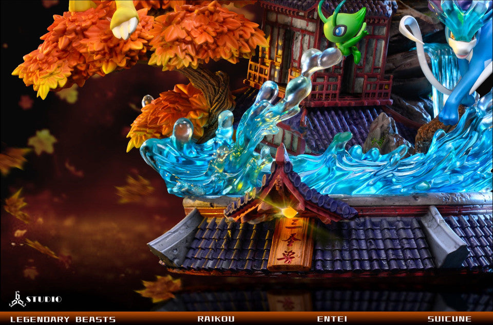 [Warehouse in Stock] 666 Studio - Statue - Pokémon Legendary Pokémon Entei & Raikou & Suicune with LED Emerald color