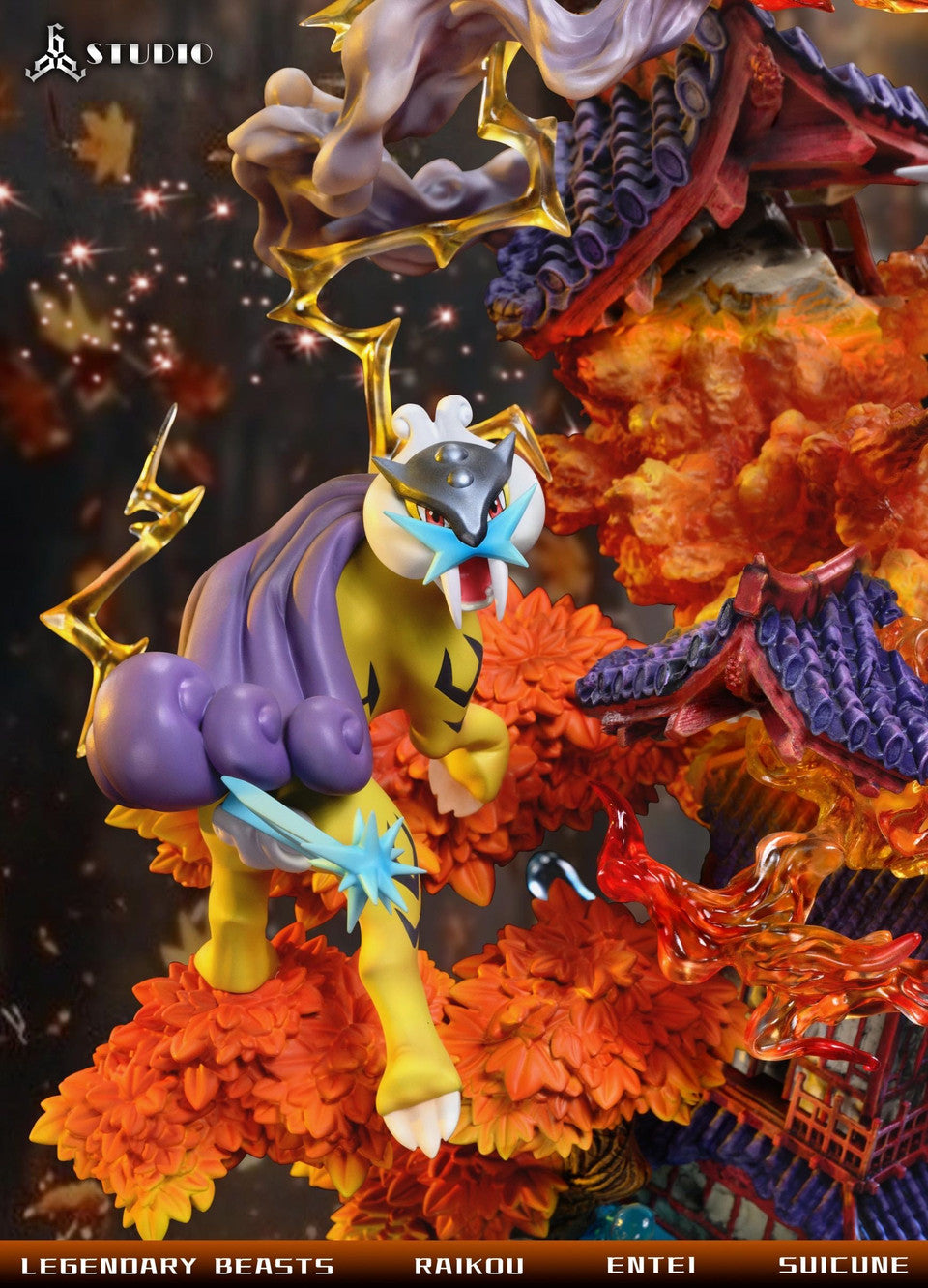 [Warehouse in Stock] 666 Studio - Statue - Pokémon Legendary Pokémon Entei & Raikou & Suicune with LED Emerald color