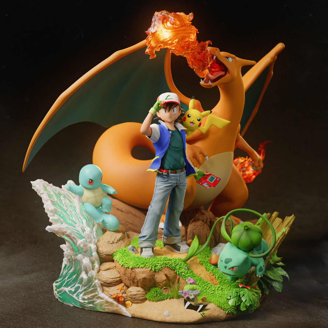 [Pre-Order] Black Swan Collectibles - Statue - Pokémon - Ash Diorama & Red Diorama