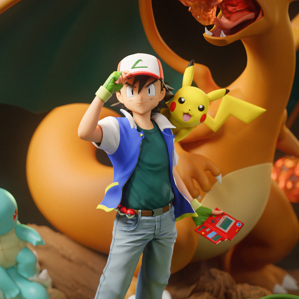 [Pre-Order] Black Swan Collectibles - Statue - Pokémon - Ash Diorama & Red Diorama