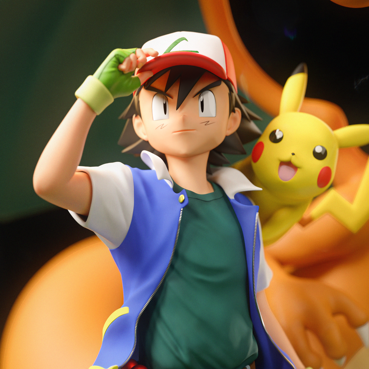 [Pre-Order] Black Swan Collectibles - Statue - Pokémon - Ash Diorama & Red Diorama